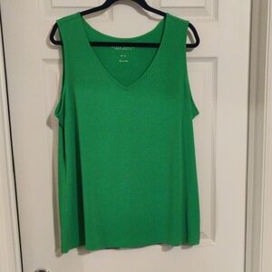 Susan Graver Vibrant Green V-Neck Tank Top